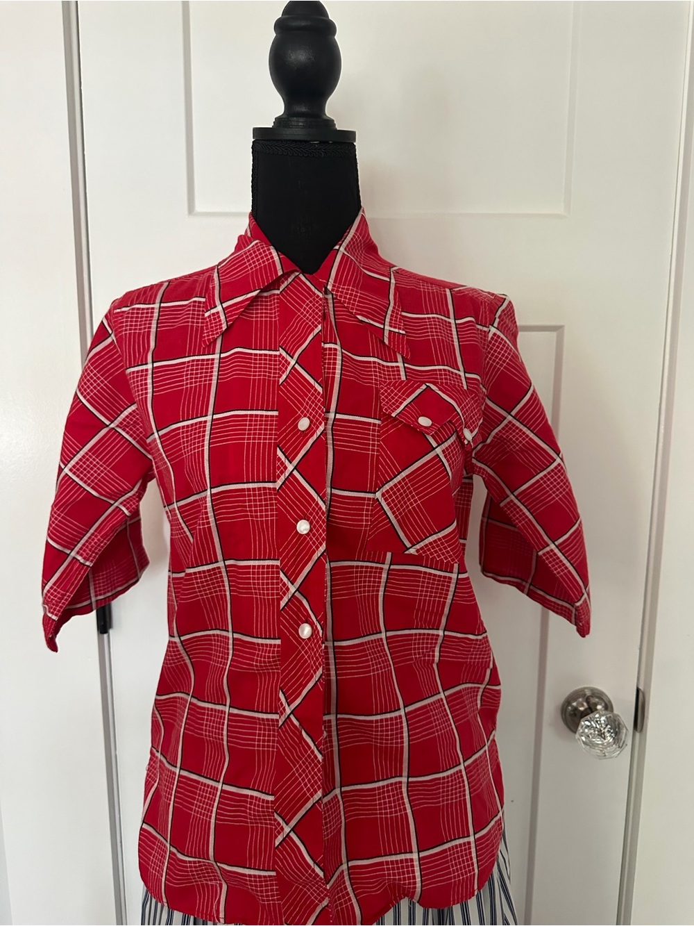 Red Plaid Button-Up Shirt